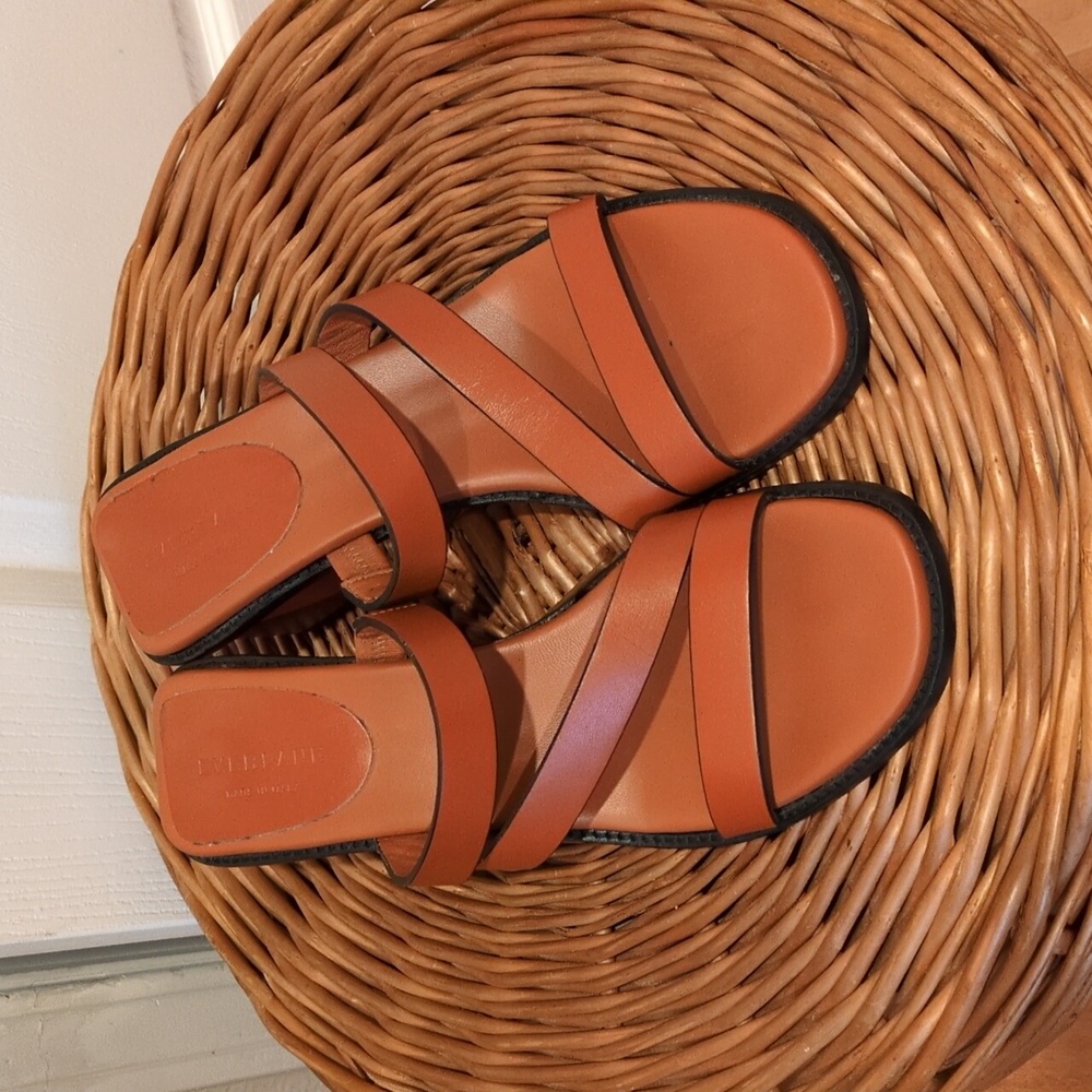 Everlane Orange Leather Heeled Strappy Sandal Womens 8 - Picture 2 of 7